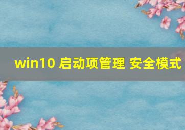 win10 启动项管理 安全模式